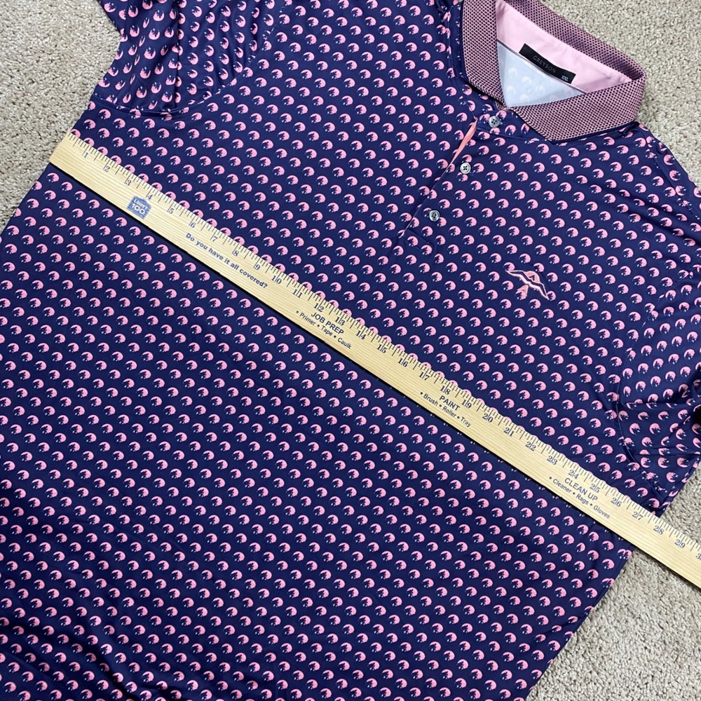 Greyson Mens XXL Golf Polo Shirt Purple Pink Wolf Moon Print Performance AOP - Picture 5 of 8